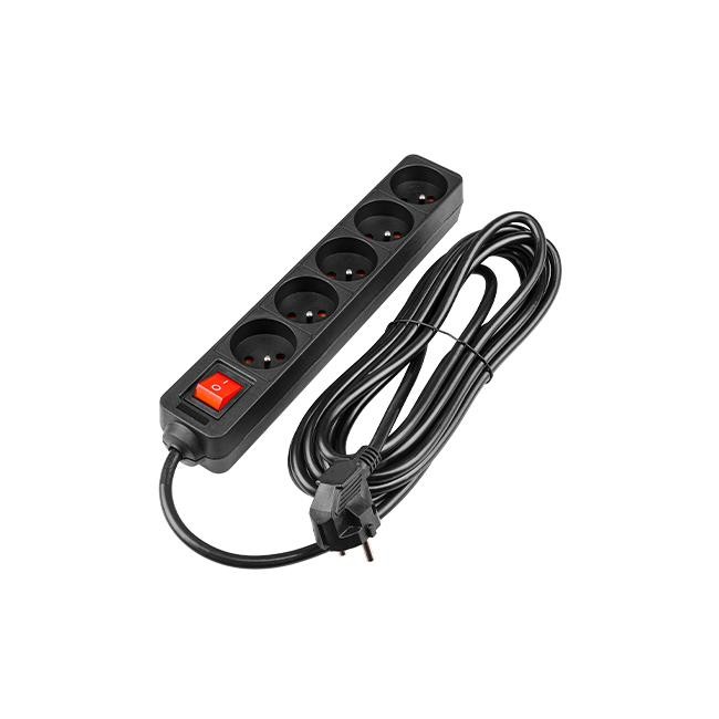 Prelungitor standard, 5 prize, comutator, protectie suprasarcina, IP20, 3000W, PVC, negru - imagine 6